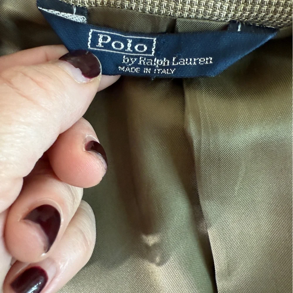 Polo Ralph Lauren Men’s Sport Coat Made in Italy 44 Long Tan Beige EUC